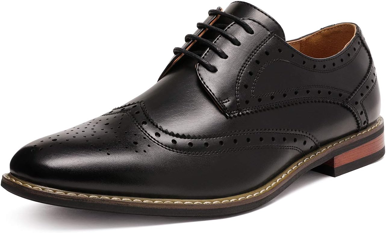 Men's Classic Modern Formal Oxford Wingtip Lace Up Dress Shoes