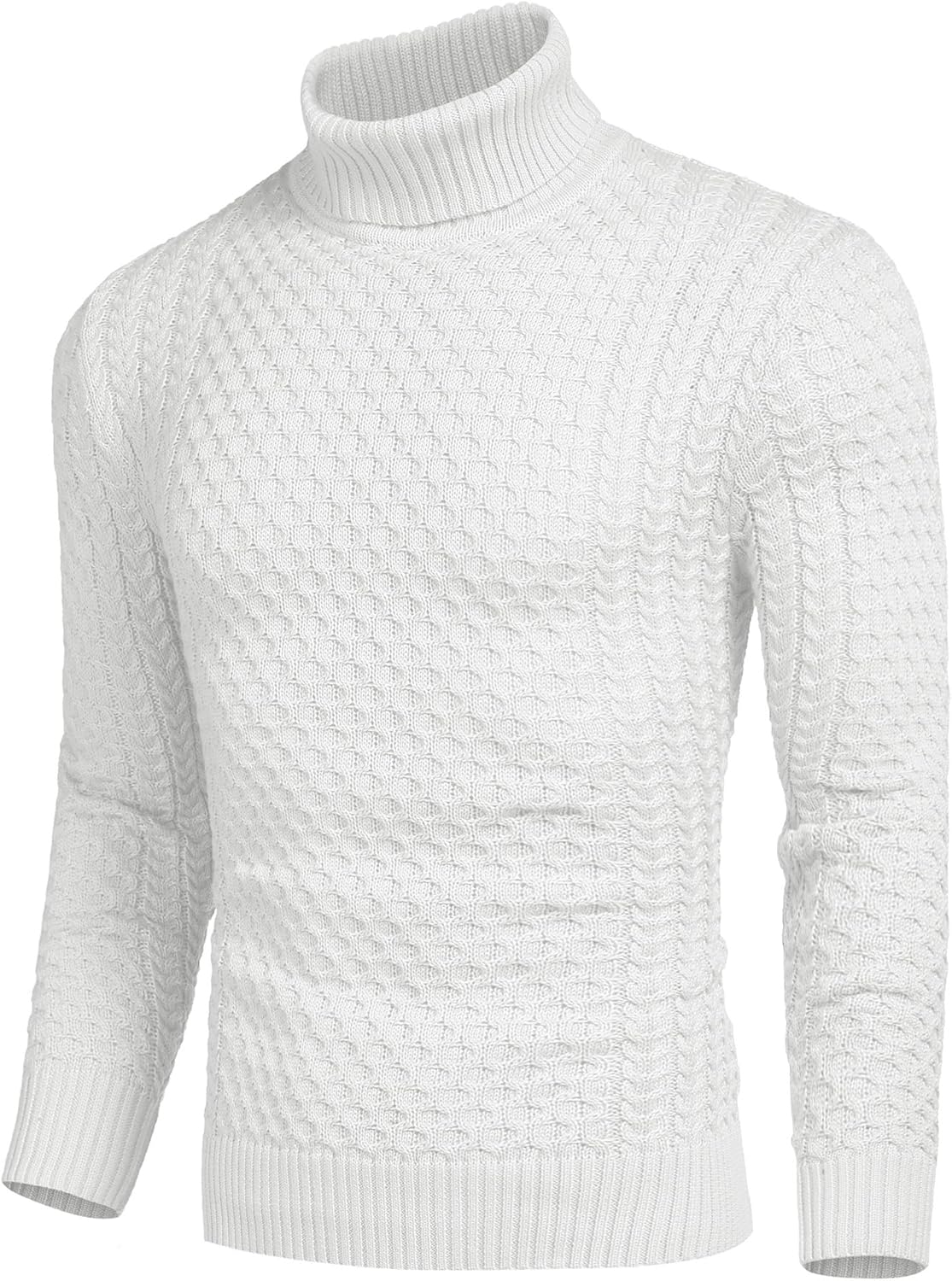 Men's Slim Fit Turtleneck Sweater Casual Knitted Twisted Pullover Solid Sweaters - Image 2