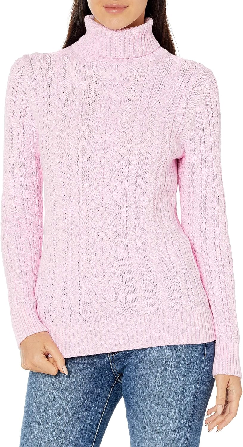 Women's Fisherman Cable Turtleneck Sweater (Available in Plus Size)